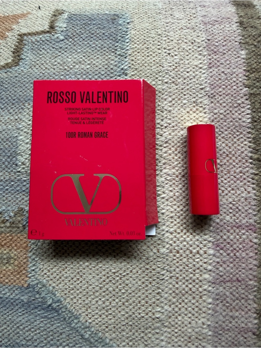 New Rosso Valentino Roman Grace 100R Satin Long Lasting Lipstick Mini 0.03oz